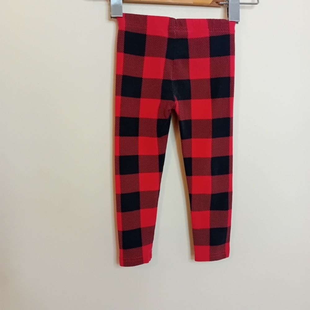 👶2/$15👶Toddler Girl's Carter's Plaid Leggings Winter Fall Red Black Size 3T - Picture 4 of 8